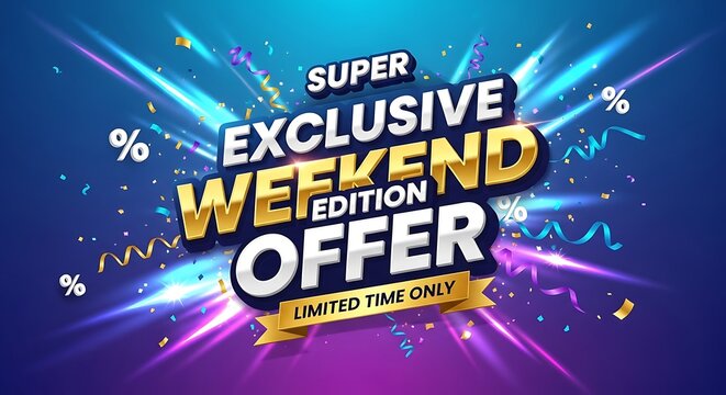 Grab attention with this super exclusive weekend offer, perfect for advertising special promotions and discounts, create a sense of urgency with this limited time deal