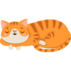 Cute Orange Tabby Cat Sleeping Peacefully with Closed Eyes and Soft Cheeks against a Transparent Background