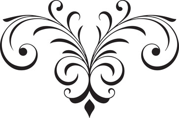 Elegant black swirl flourish decorative element for classic and vintage design projects isolated on transparent background