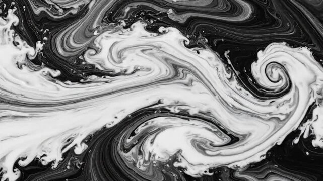 Monochrome Liquid Art Abstract Swirling Background.
