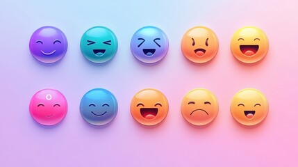 Colorful array of emoji icons expressing diverse feelings and emotions