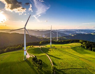 wind turbines in the mountains