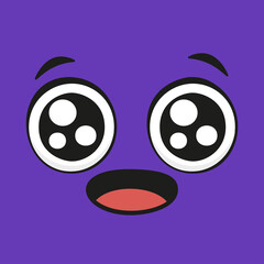 Cute Purple Round Face Character With Big Wide Eyes And Open Mouth In A Playful Expression Isolated On White Background