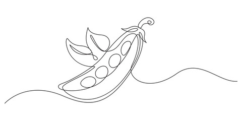 Green beans vegetable one line art vector illustration,1