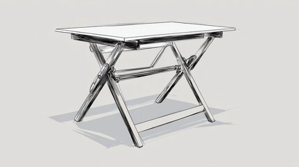 Minimalistic Sketch of a Folding Table with Clean Lines and Structure