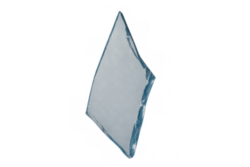 Broken sharp glass fragment with reflections, a transparent shard for abstract concepts and danger