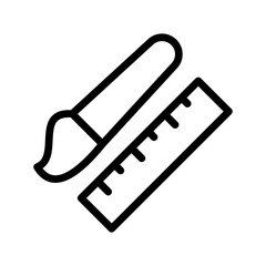 Brush and Ruler Line Icon — Design, Drawing & Measurement