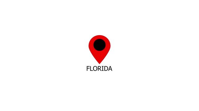 Location of the Country of Florida, sign animated with alpha channel, 4k video, and GPS location tracking icon