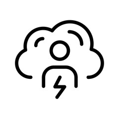 Cloud User with Power Bolt Line Icon — Cloud Admin, Performance & DevOps