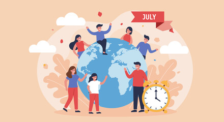 Fototapeta premium People celebrating World Population Day illustration
