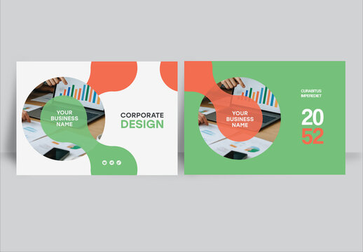 Modern business brochure layout &ndash;  Geometric Book Cover Landscape Layout Colorful 
  
