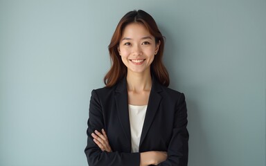 Attractive young business woman with arms crossed. High quality