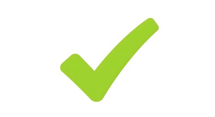 Simple Green Check Mark Symbol on White Background.