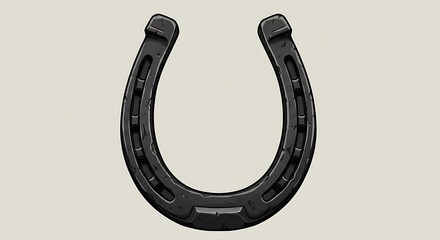 Black Horseshoe on White Background - Symbol of Luck and Protection.