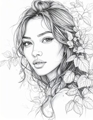 Fototapeta premium A pencil sketch of a beautiful woman.