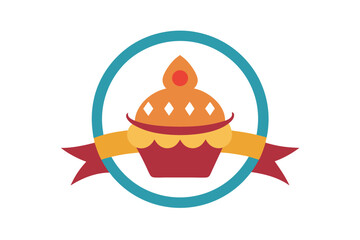 Decorative cupcake with indian rangoli ribbon design