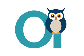 Cute owl inside letter o alphabet clipart