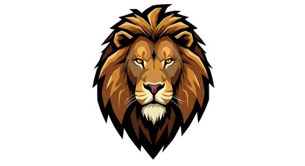 Majestic Lion Head Portrait - Detailed Illustration on White Background.