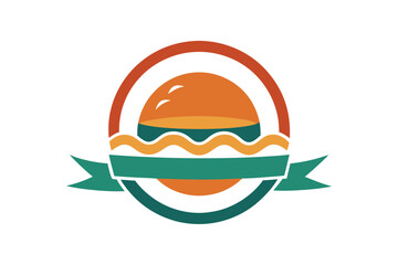 Decorative burger with polynesian wave ribbon illustration