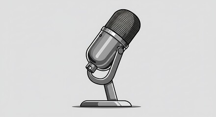Vintage Microphone Illustration - Classic Audio Recording Equipment Design.