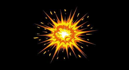 Bright Orange and Yellow Starburst Explosion on a Dark Background.