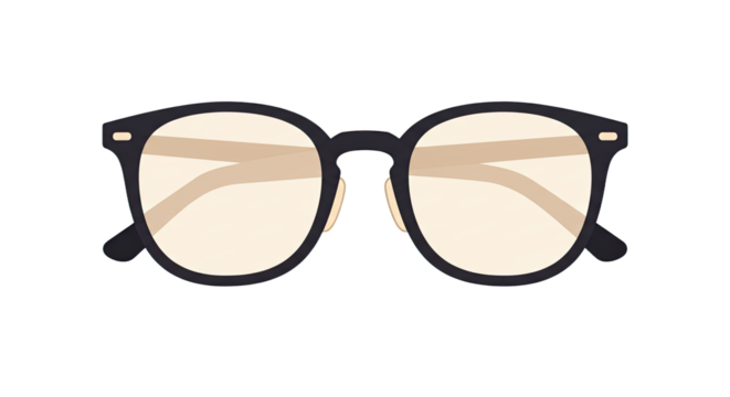 Classic black eyeglasses with clear lenses isolated on white background, perfect for vision and fashion concepts