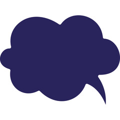 Dark Blue Speech Bubble Icon on Transparent Background Representing Conversation and Ideas