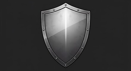 Shiny Silver Shield on Dark Background - Protection and Security.