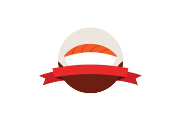 Minimalist sushi boat with japanese koi ribbon design