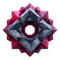 Intricate Geometric Design with Red and Gray Tones Featuring a Star-Like Shape