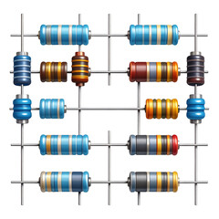 Colorful Electronic Components on a Circuit Board for Technology and Engineering Themes