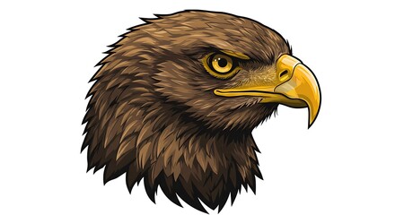 Detailed artistic illustration of a majestic golden eagle head profile.