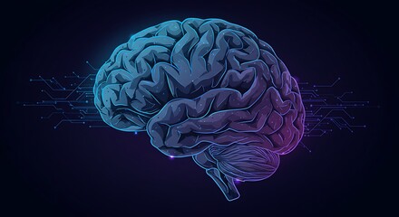 Human Brain Illuminated with Digital Light Trails Representing Thought and Intelligence.