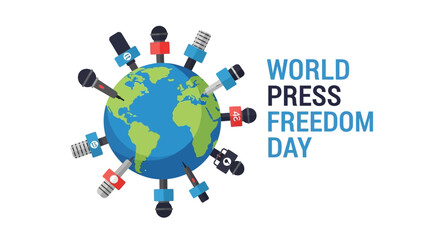 World Press Freedom Day Microphones Around Earth Illustration © Avra