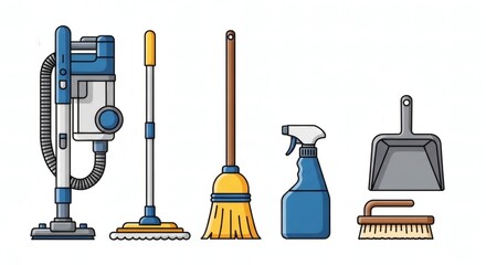 Cleaning tools isolated on white