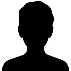 Professional silhouette of a person's head and shoulders, perfect for profile pictures, avatars, or representing identity and individuality in design.