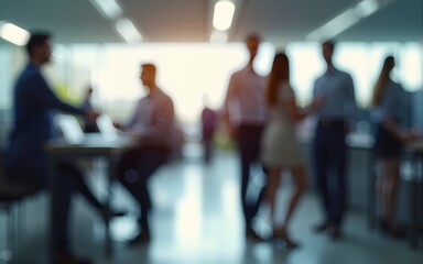 Business office with blurred people casual wear, with blurred bokeh background. High quality