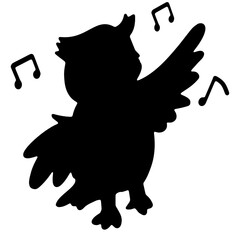 owl singing happily funny character animal bird silhouette logo.eps