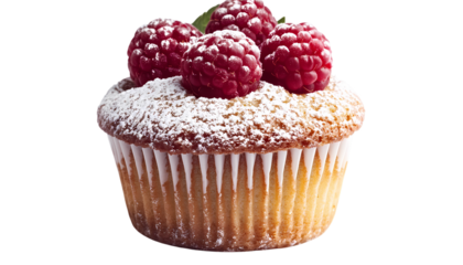 Strawberry muffin isolated on transparent background