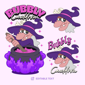 Bubbly Cauldron Vintage Cartoon Halloween Mascot Day