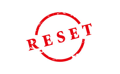 RESET - Red Rubber Stamp with text RESET
