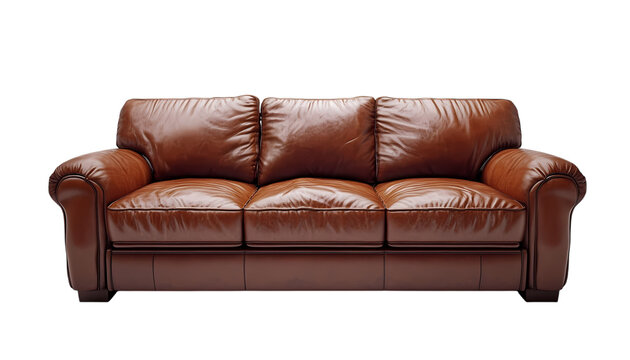 Leather sofa isolated on transparent background