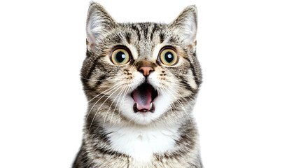 Surprised Kitten with Wide Eyes isolated on transparent background