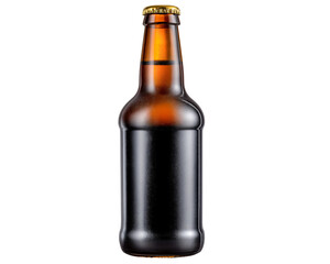 The Amber Elixir: A single, amber-hued beer bottle, meticulously captured with a soft focus. the embodiment of refreshment and delight, inviting you to experience the pure enjoyment of a cold.