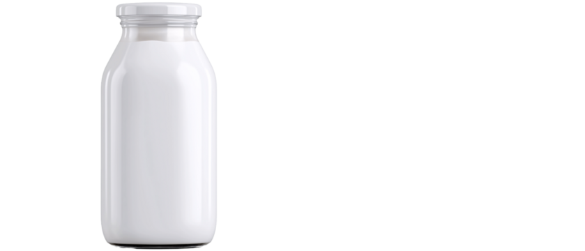 Pure Dairy: A pristine, elegantly designed glass bottle filled with a creamy, fresh dairy, showcasing the simple, pure goodness of dairy products.