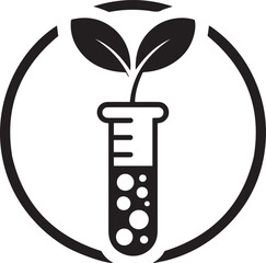 Biotechnology concept scientific research innovation symbol test tube sprouts growth development abstract circular icon isolated on transparent background