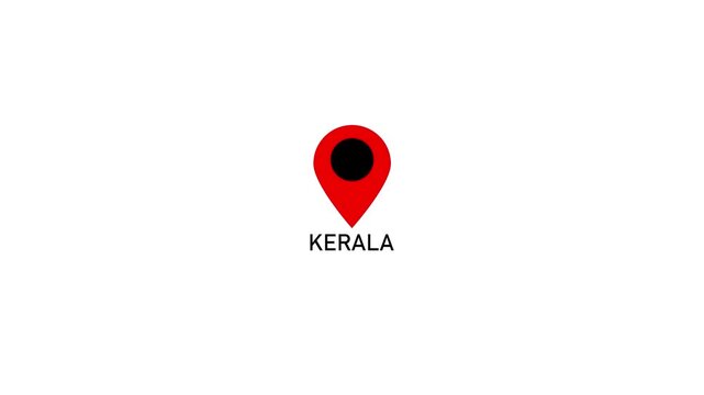 location of the city of kerala ,the name of the place with the location has been displayed, sign animated GPS location tracking icon . 4k video
