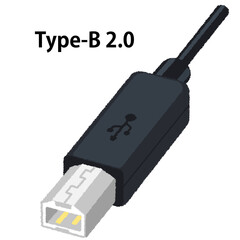 USBケーブル（Type-B 2.0）のイラスト