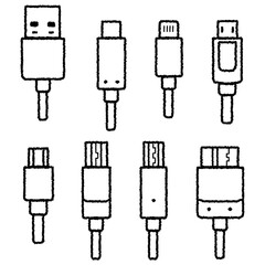 USBケーブルの種類のイラスト
