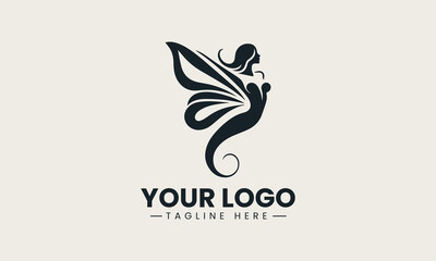 Butterfly women logo representing beauty and freedom in elegant minimalist vector illustration design